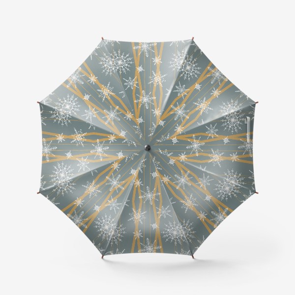 Зонт «Уютный новогодний паттерн геометрия и снежинки на мятном бирюзовом»
