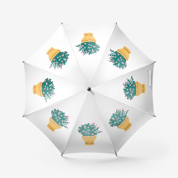 Зонт «Розовая Роза в керамическом желтом  горшке »