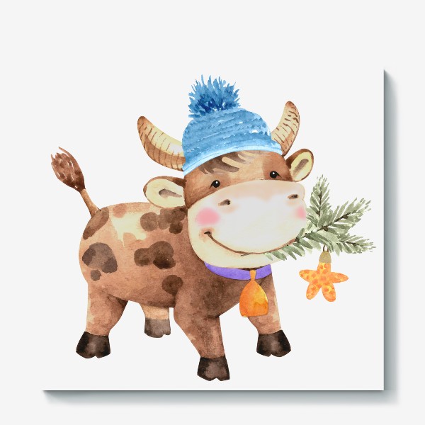 Холст «милый бык восточный символ нового года»