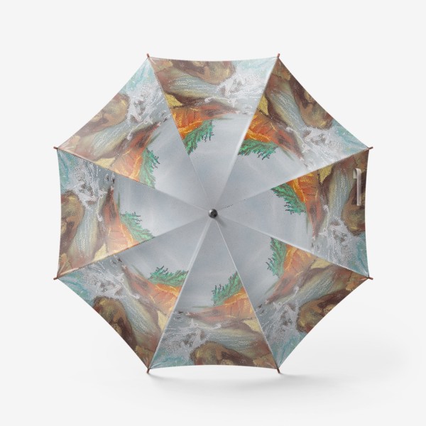 Зонт «Картина Маяк Морской пейзаж Марина Осеннее побережье Волны Пастель»