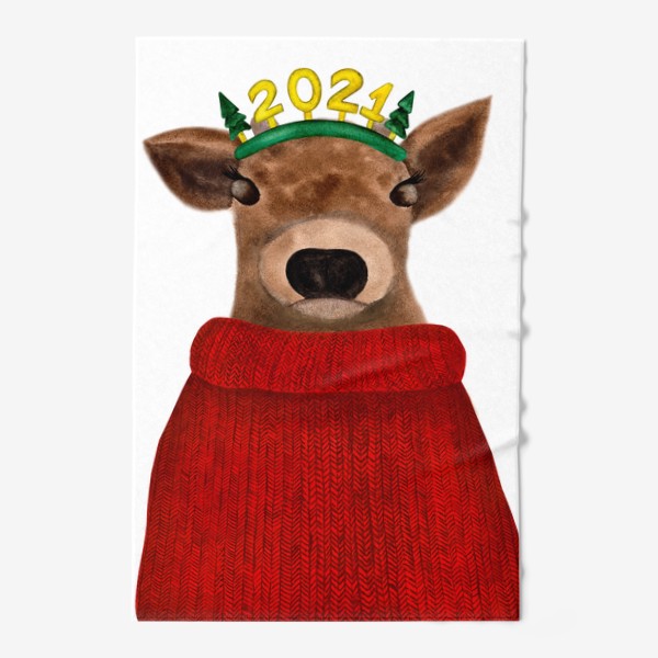 Полотенце «Новогодний телёнок в свитере»