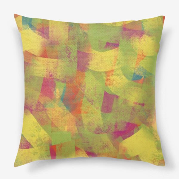 Подушка «Абстрактная картина в желтых и розовых тонах»