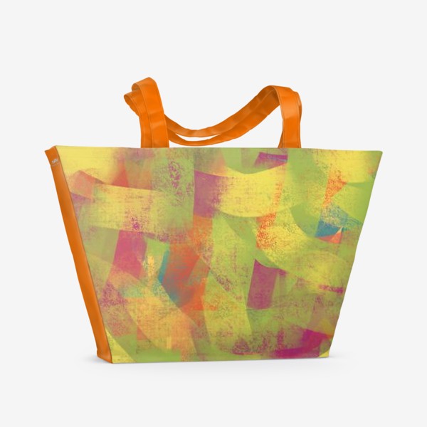 Пляжная сумка «Абстрактная картина в желтых и розовых тонах»