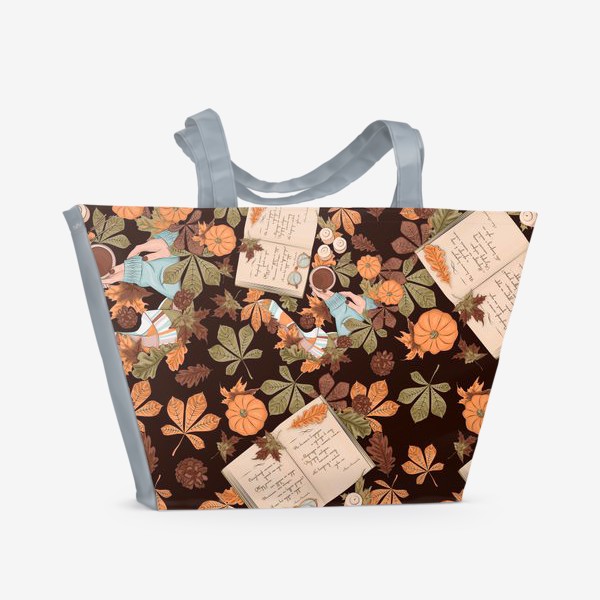 Пляжная сумка «Осеннее чтение, hugge, паттерн»