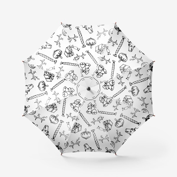 Зонт «новогодний чёрно-белый узор»