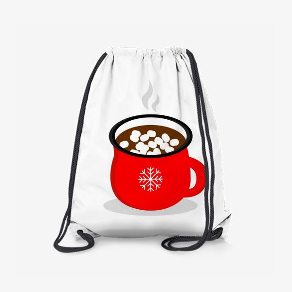 Рюкзак «Горячий шоколад с маршмеллоу. Какао в красной кружке со снежинкой»
