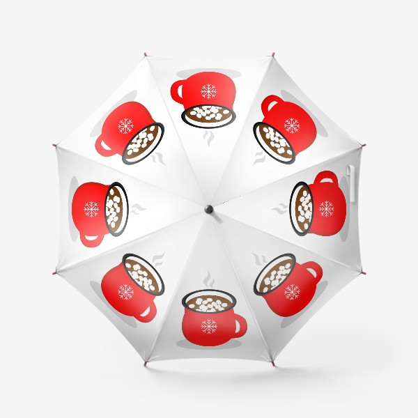 Зонт «Горячий шоколад с маршмеллоу. Какао в красной кружке со снежинкой»