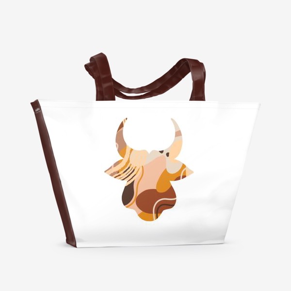 Пляжная сумка «Бык. Корова. Натуральные естественные сочетания. Современные цвета в стиле бохо. »
