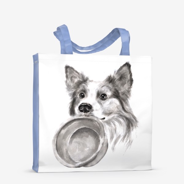 Сумка-шоппер «Портрет собака колли с миской»