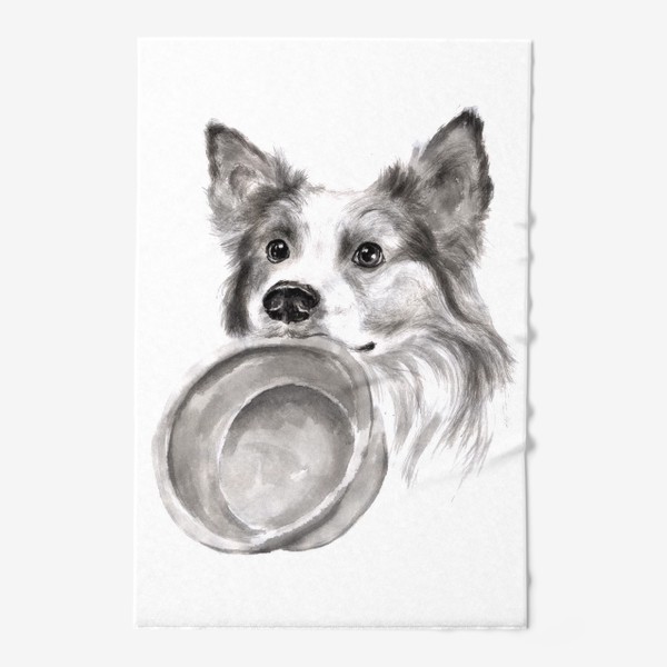 Полотенце «Портрет собака колли с миской»