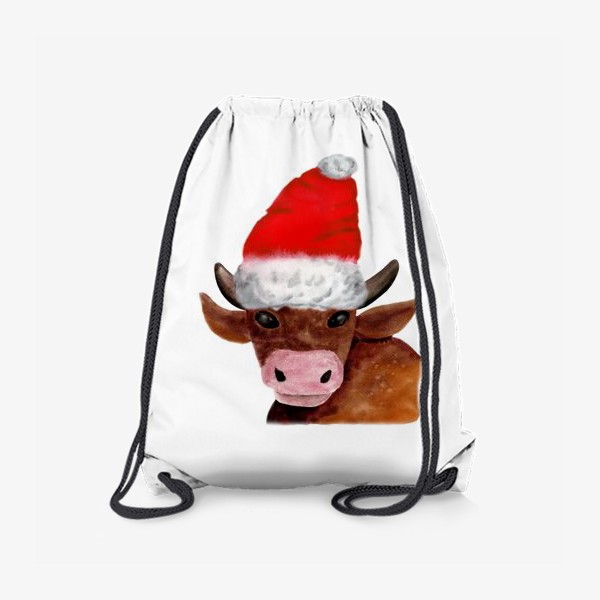 Рюкзак «Новогодний бычёк в красном колпаке»