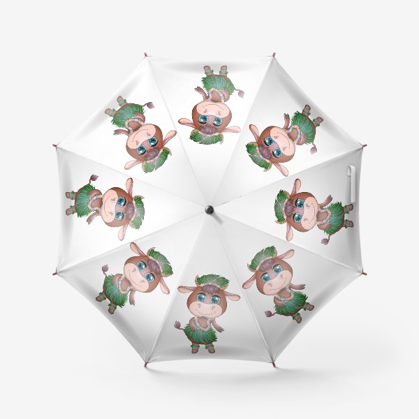 Зонт &laquo;Бык, символ 2021 года, в гавайском наряде&raquo;