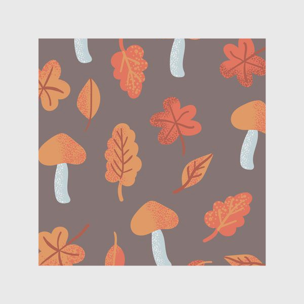 Скатерть &laquo;Осенний паттерн, оранжевые листья и грибы&raquo;