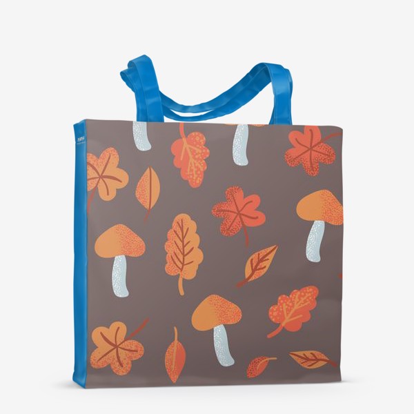 Сумка-шоппер &laquo;Осенний паттерн, оранжевые листья и грибы&raquo;
