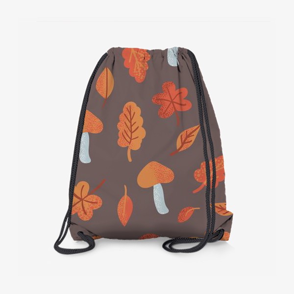 Рюкзак &laquo;Осенний паттерн, оранжевые листья и грибы&raquo;