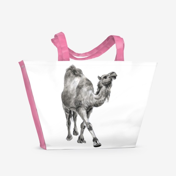 Пляжная сумка «Гордый верблюд идет и улыбается»