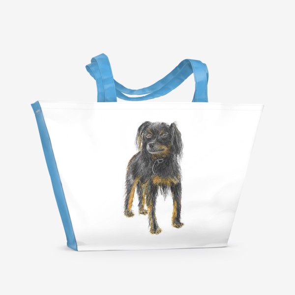 Пляжная сумка «Той-терьер длинношёрстный, собака, портрет собаки»