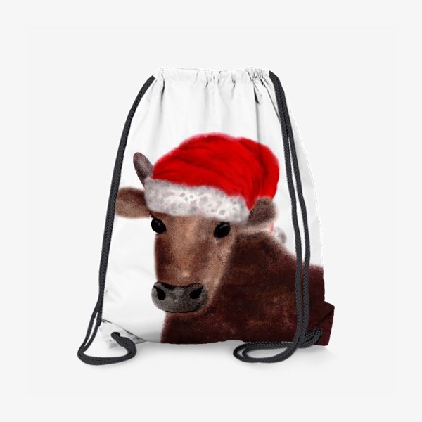 Рюкзак «Новогодний бык Гриша в красном колпаке»