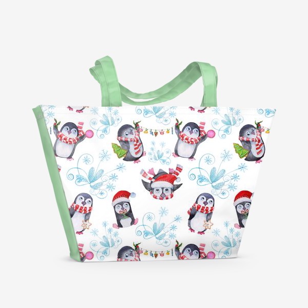 Пляжная сумка «Рождество и новый год Пингвины»