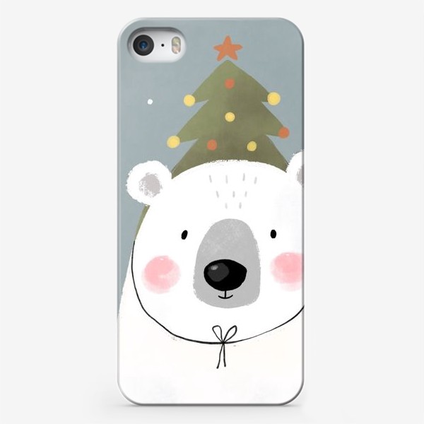 Чехол iPhone «С новым годом! Медведь в смешной шапке»