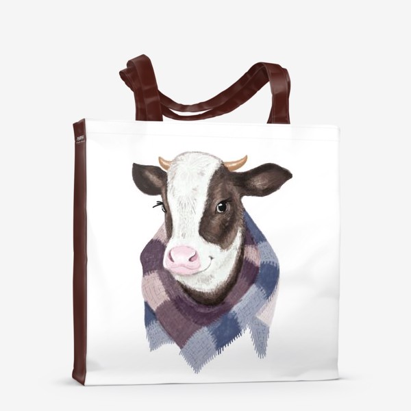Сумка-шоппер &laquo;Корова в вязаном шарфике&raquo;