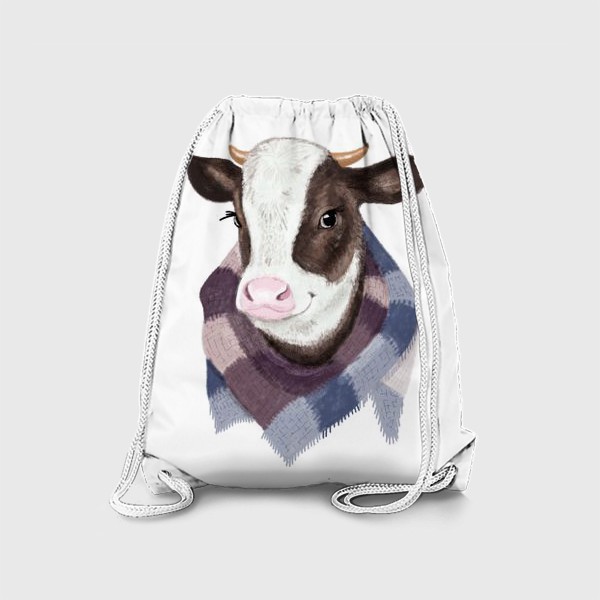 Рюкзак «Корова в вязаном шарфике»