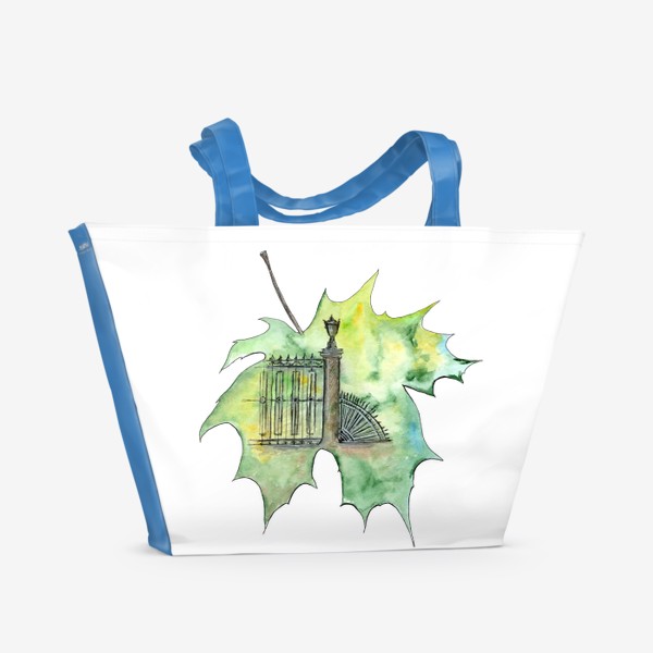 Пляжная сумка «Город. Ажурный лист клена...»