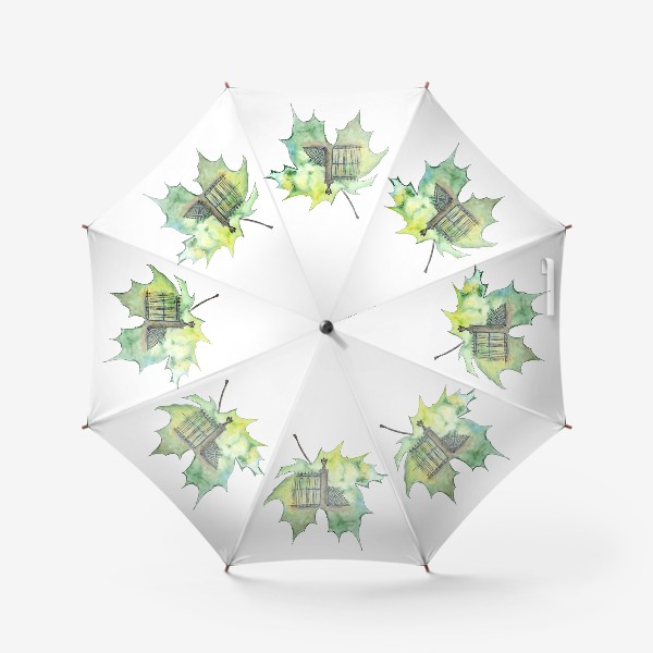 Зонт «Город. Ажурный лист клена...»