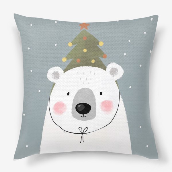 Подушка «С новым годом! Медведь в смешной шапке»
