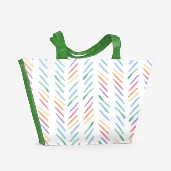 Пляжная сумка «Разноцветные полоски шеврон радуга»