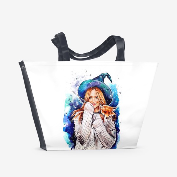 Пляжная сумка «ведьмочка с лисой»