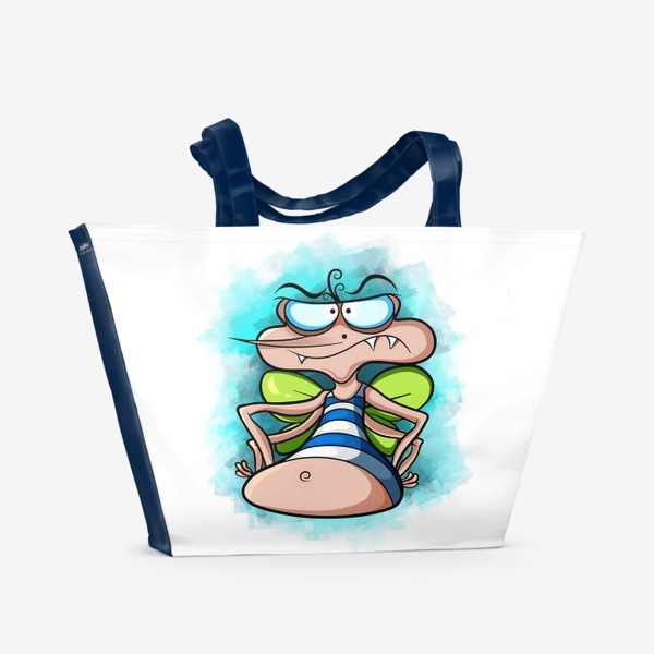 Пляжная сумка «Недовольный комар в полосатой футболке»