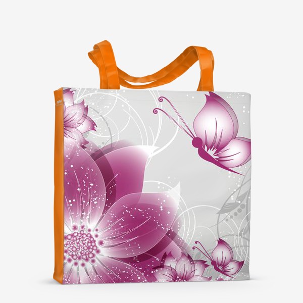 Сумка-шоппер «Цветочный орнамент с бабочкой»