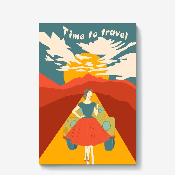 Холст «Время путешествовать. Ретро постер»