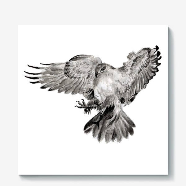 Холст «Орел расправил крылья и летит в прыжке»