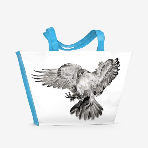 Пляжная сумка «Орел расправил крылья и летит в прыжке»