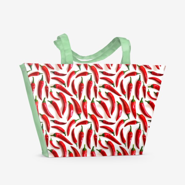 Пляжная сумка «Паттерн красные острые перцы чили»