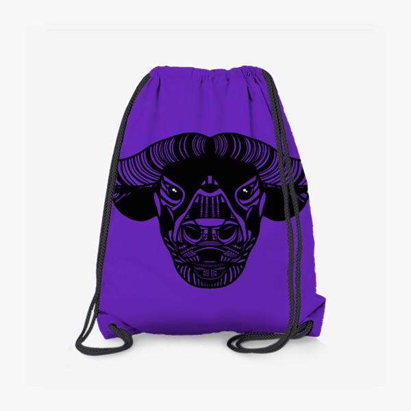 Рюкзак «Символ 2021 года - брутальный бык на фиолетовом фоне»
