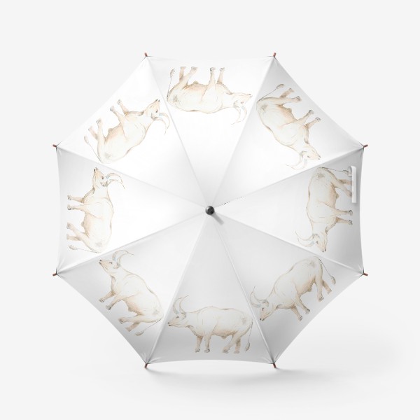 Зонт «Акварельный Белый Бык 2021»