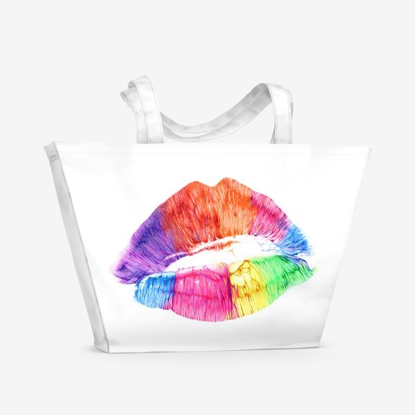 Пляжная сумка «Радужный поцелуй (губы)»