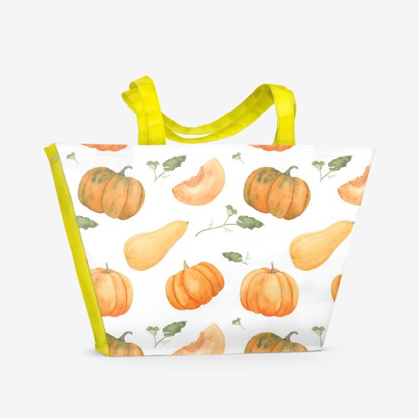 Пляжная сумка &laquo;Осенние тыквы. акварельный принт на белом фоне&raquo;