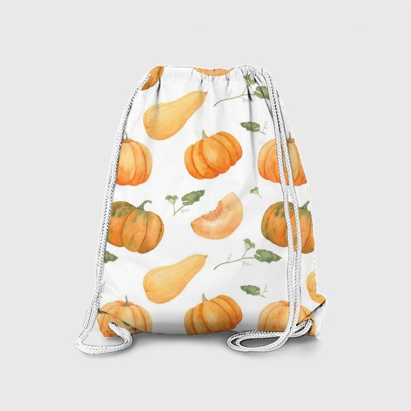 Рюкзак «Осенние тыквы. акварельный принт на белом фоне»
