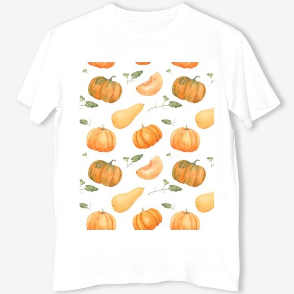 Футболка «Осенние тыквы. акварельный принт на белом фоне»