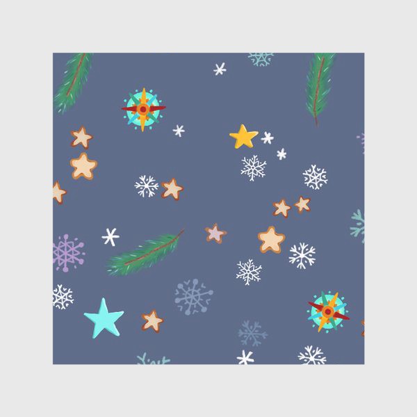 Скатерть «Рождественские звезды, снежинки, еловые веточки»