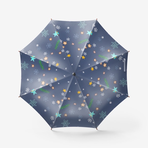 Зонт «Рождественские звезды, снежинки, еловые веточки»