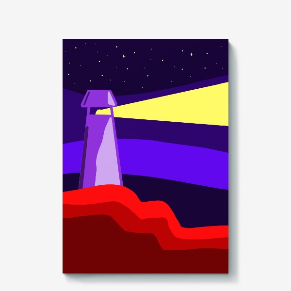 Холст «Ночной маяк, минимализм»