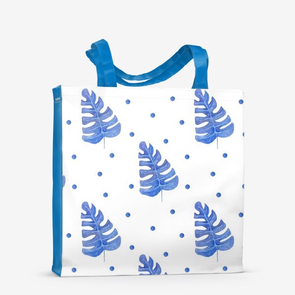 Сумка-шоппер «Орнамент из акварельных голубых листьев»