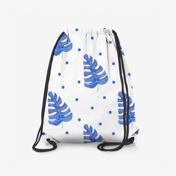 Рюкзак «Орнамент из акварельных голубых листьев»