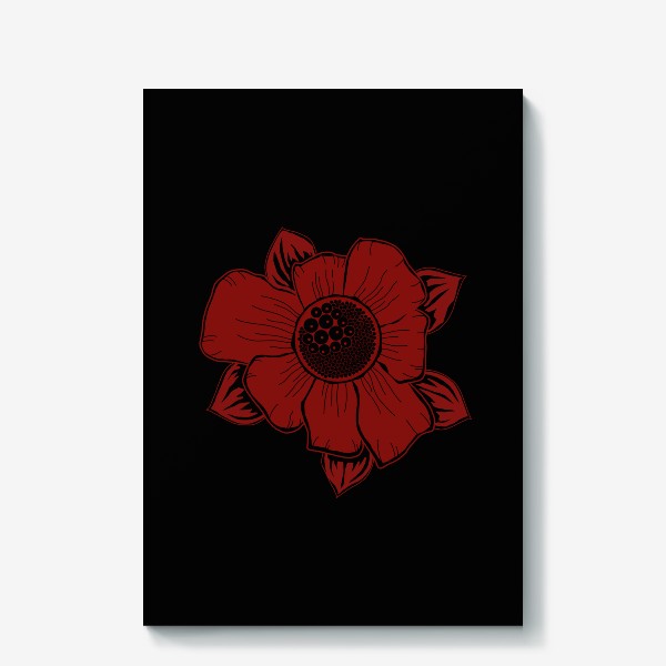 Холст «красный цветок ириса на черном»
