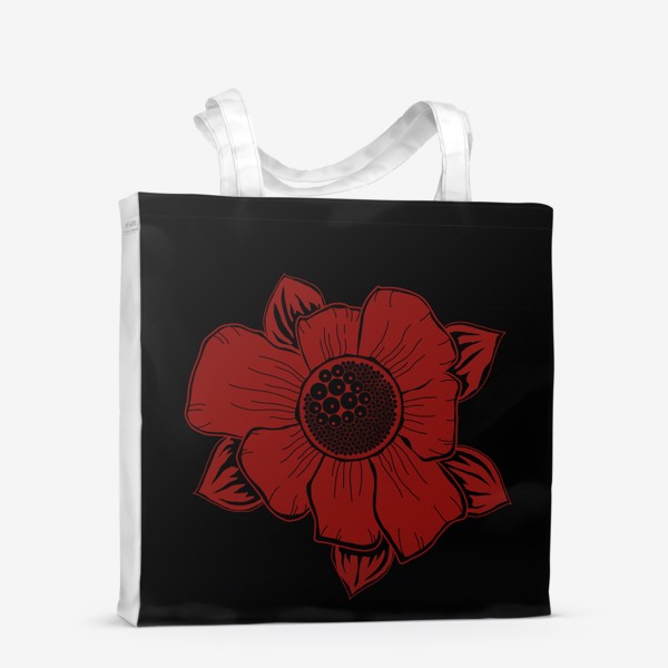 Сумка-шоппер «красный цветок ириса на черном»